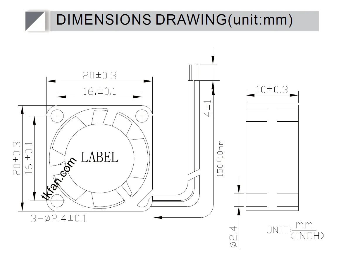 structure drawing of Micro fan DA2010H05X 